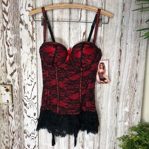Sexy Red/black Large Lingerie Corset w/ Panties
